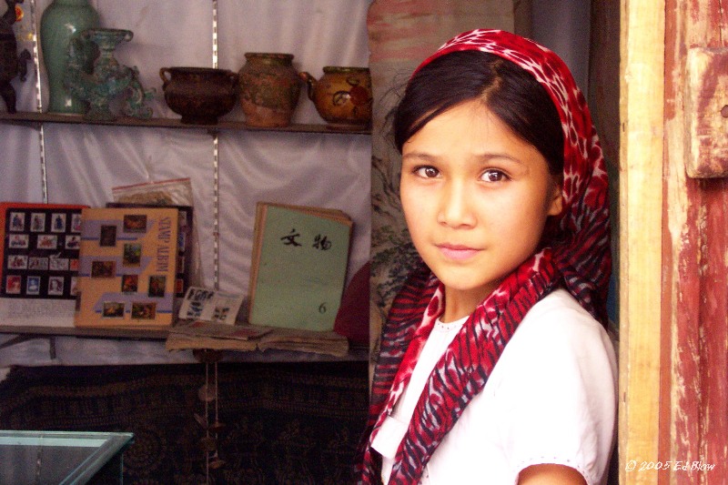 Girl in red scarf.jpg - Kashgar